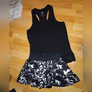 NEW Adidas Black and White Swirl Skirt & The North Face  Tank Small